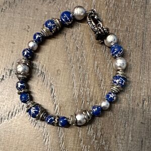 Elegant Blue and Silver Beaded Bracelet